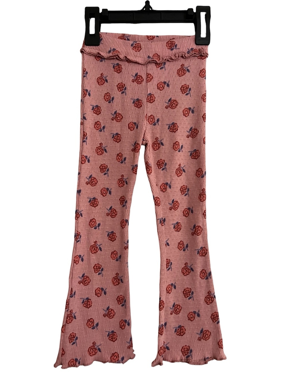 NEW Zara Pink Floral Rib-Knit Flare Pants
